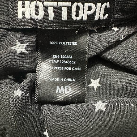 Hot Topic Button Shirt Womens Medium Stars Goth Astrology Witch Black Semi Sheer - Picture 2 of 7